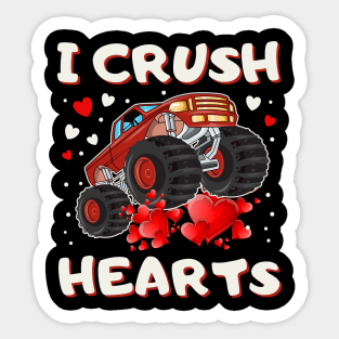 Valentines Day Monster Truck Boys Toddler I Crush Hearts Sticker